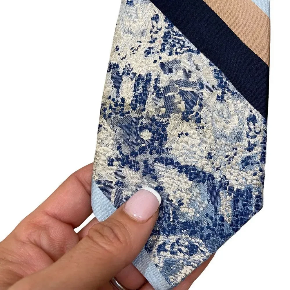 Vintage 70’s Oleg Cassini by Burma Mixed Media Blue Tie‎